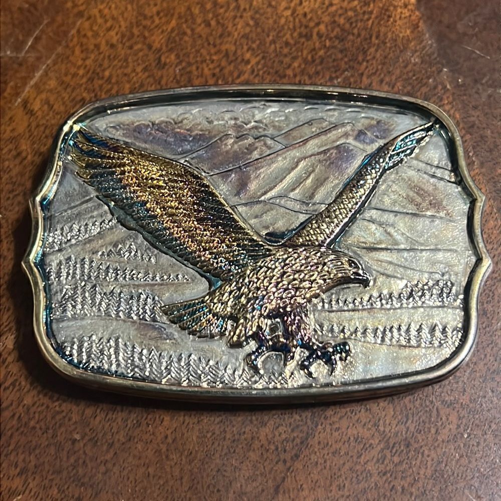 🔥🔥 True 1980’s Vintage Brass Plated GOLDEN EAGLE Belt Buckle - EXCELLENT Cond‎